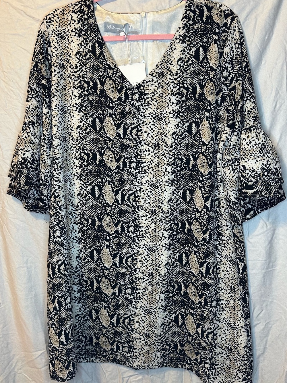 Belongz Black and White Snake Print Mini Dress